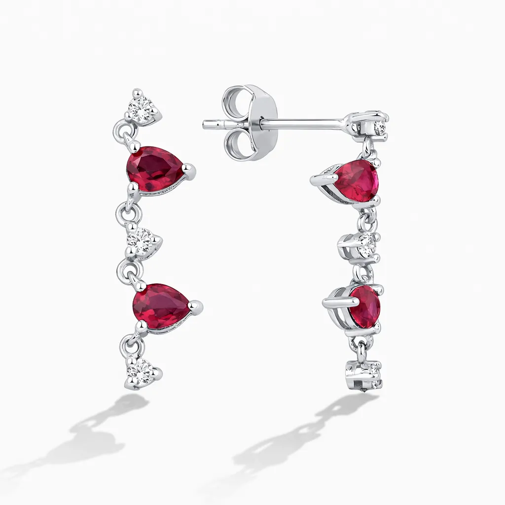 0.89 Karat Pırlanta Yakut Küpe