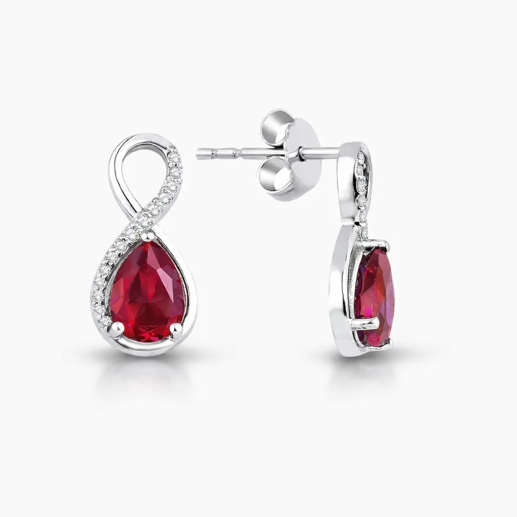 1.77 Karat Pırlanta Sonsuzluk Damla Yakut Küpe