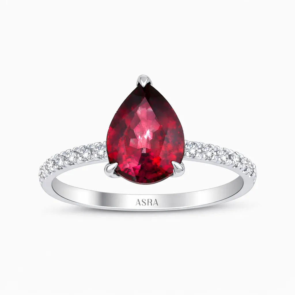 2.26 Karat Pırlanta Damla Yakut Yüzük