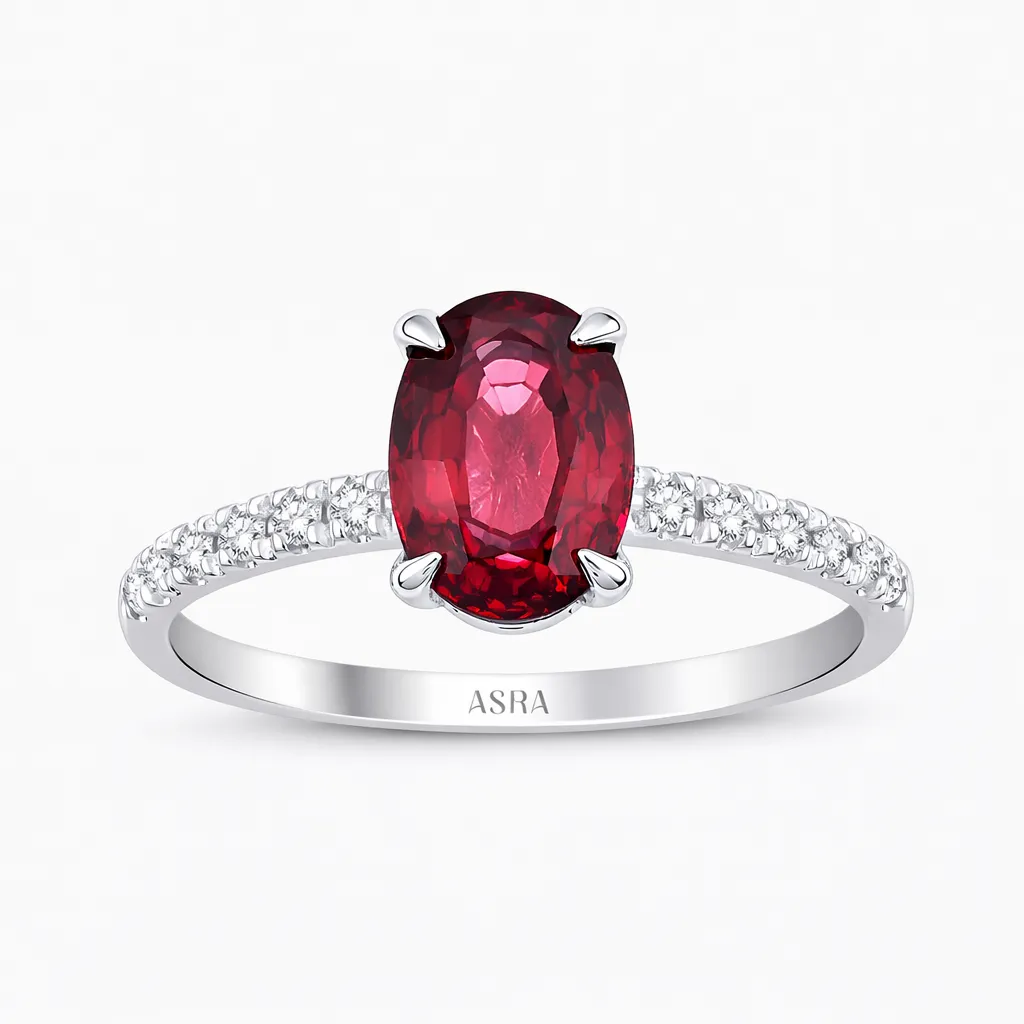 1.76 Karat Pırlanta Oval Yakut Yüzük