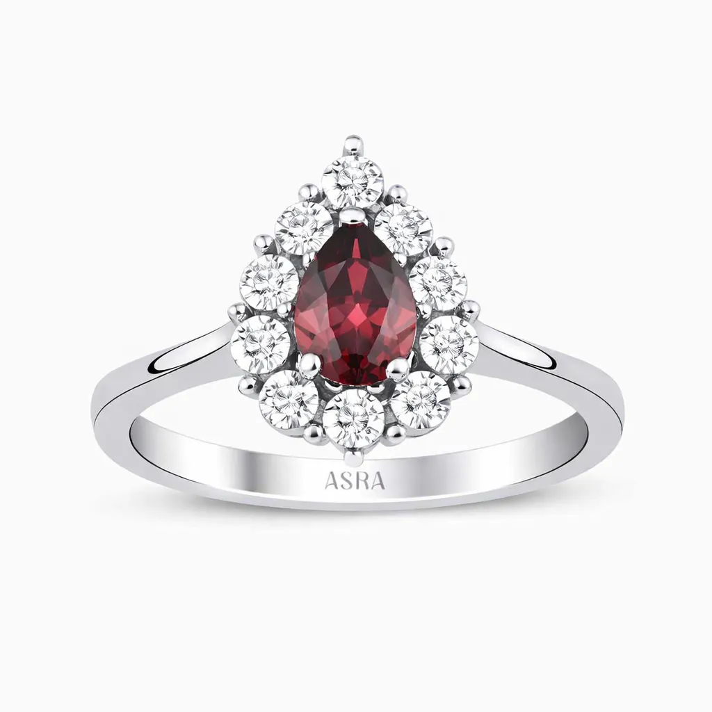 0.61 Karat Pırlanta Damla Yakut Yüzük