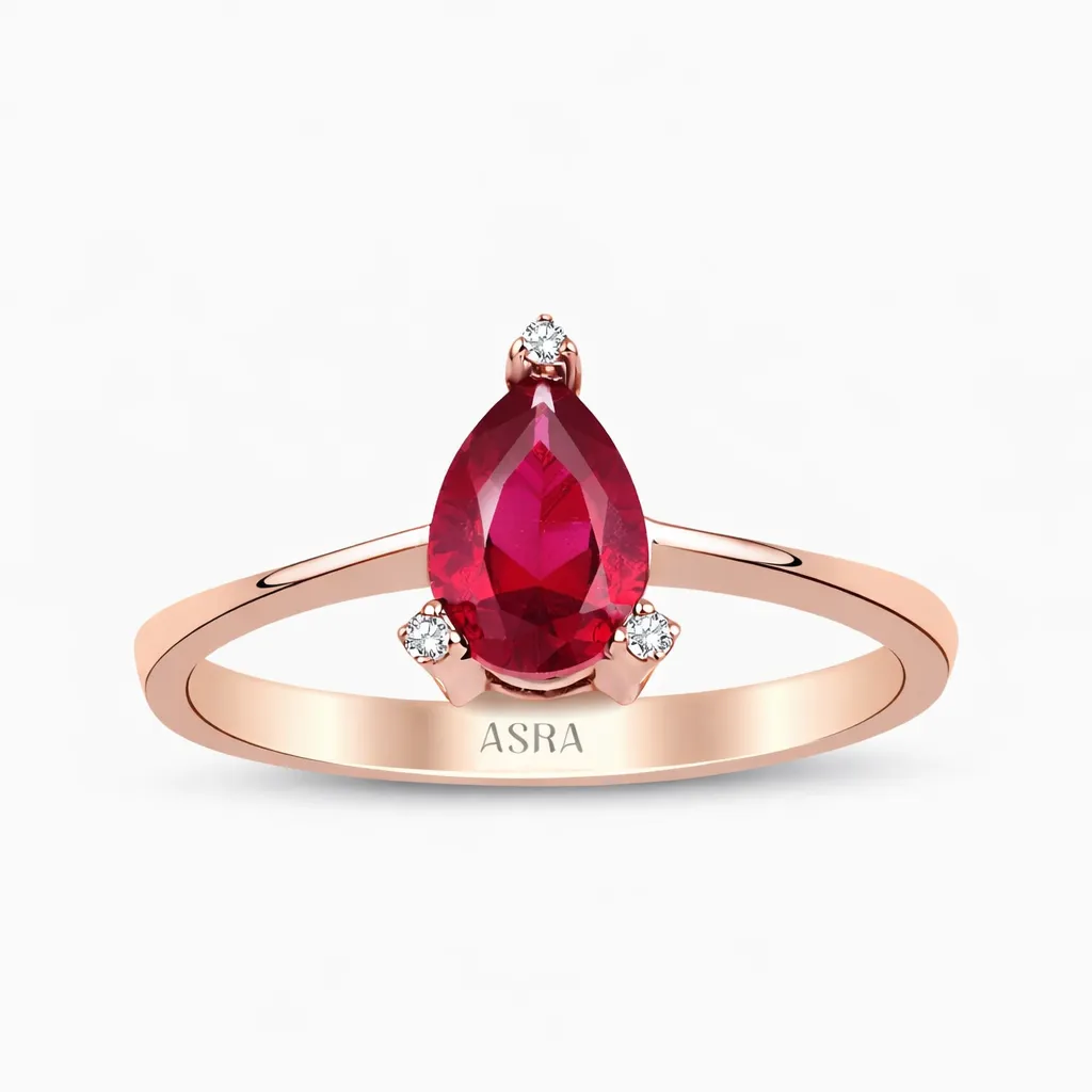 0.84 Karat Pırlanta Damla Yakut Yüzük