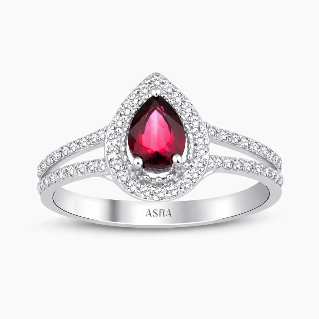 0.79 Karat Pırlanta Damla Yakut Yüzük