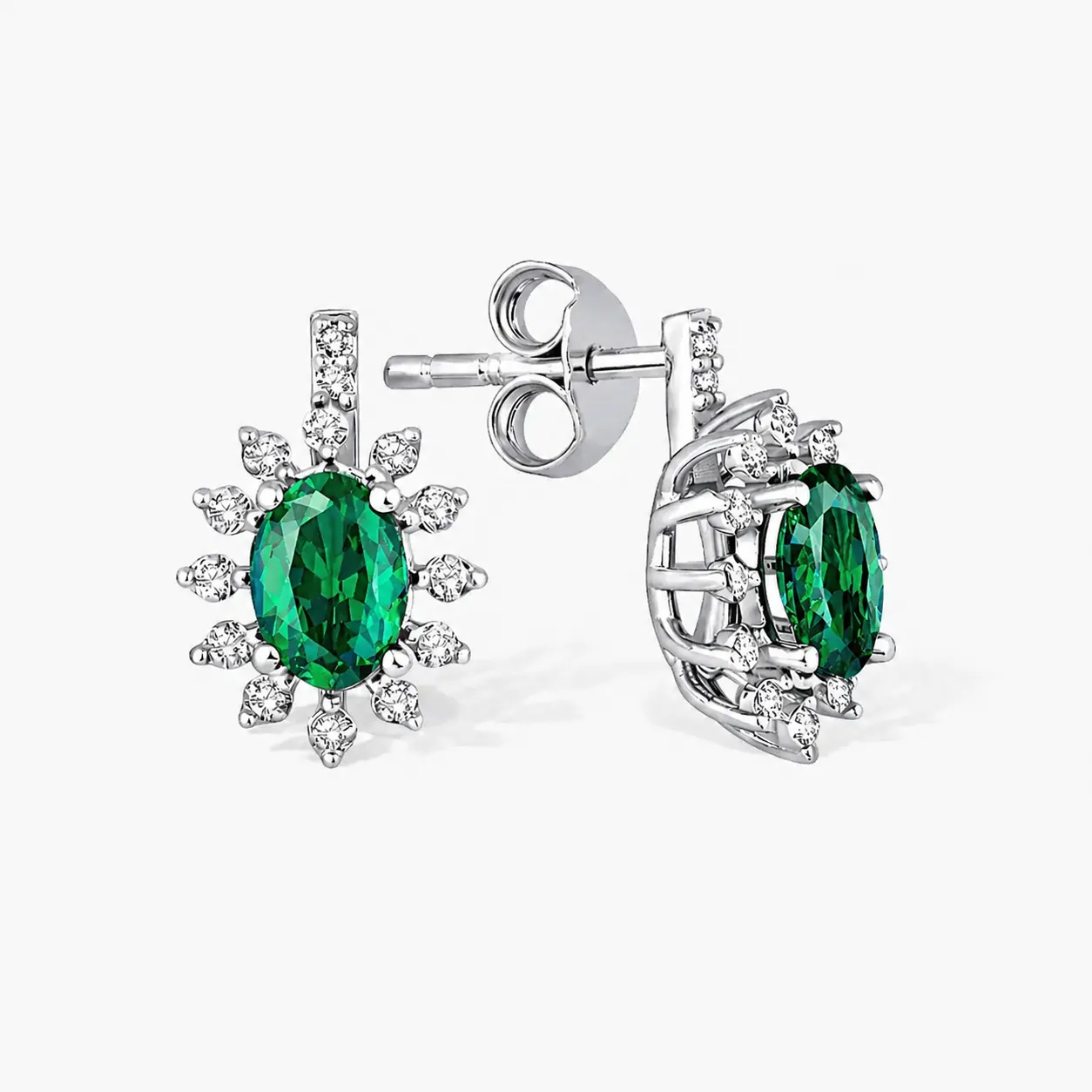 0.81 Karat Pırlanta Zümrüt Küpe