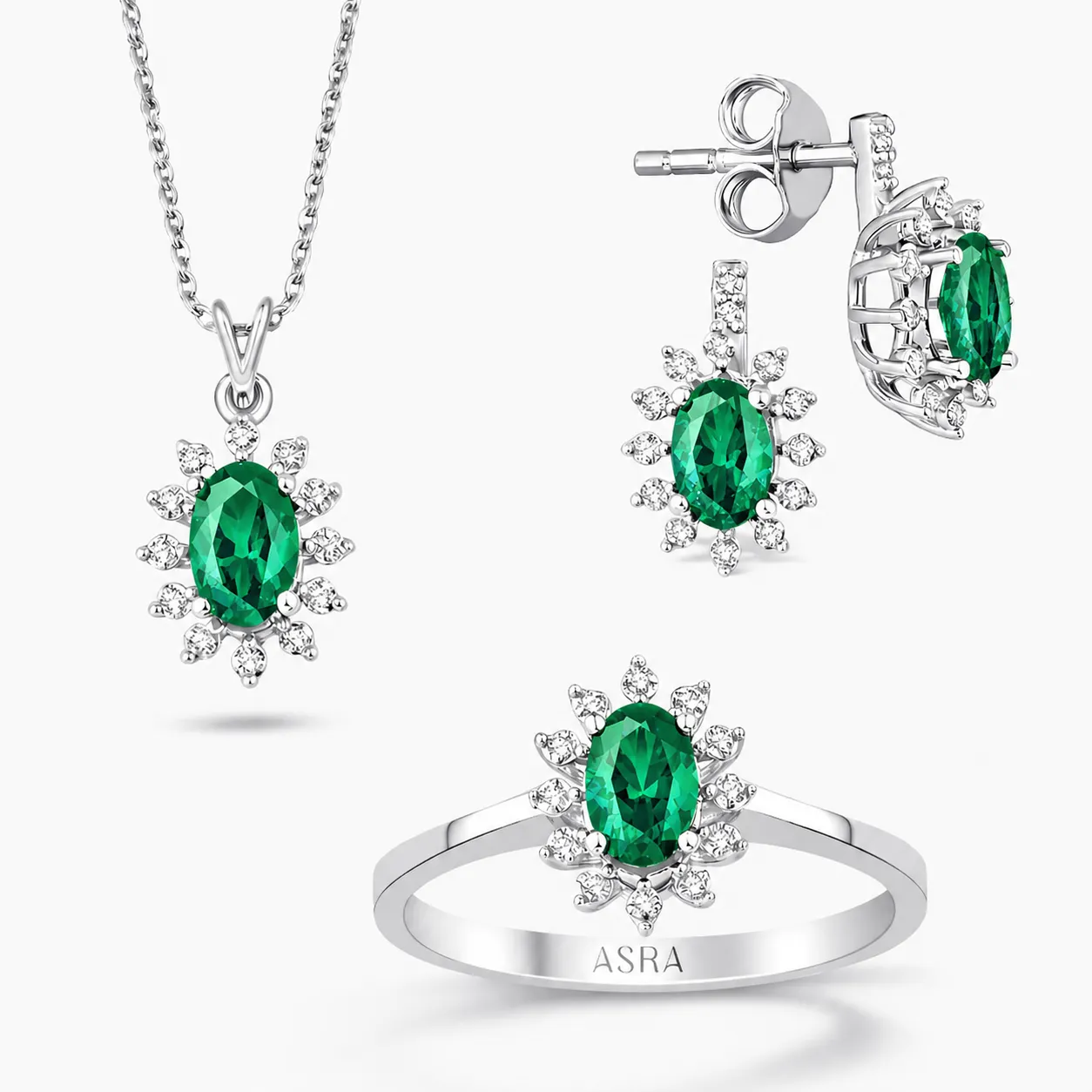 1.59 Karat Pırlanta Zümrüt Set