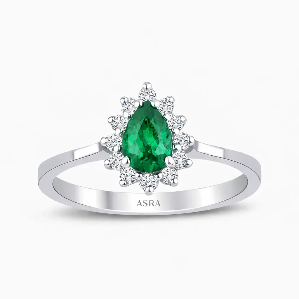 0.50 Karat Pırlanta Zümrüt Yüzük