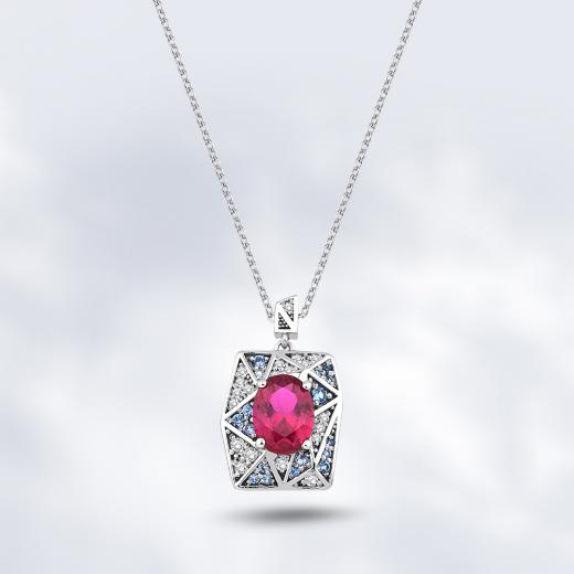 1.91 Karat Pırlanta Luminis Safir Yakut Kolye