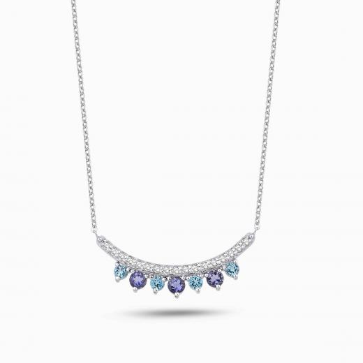0.85 Karat Pırlanta Obeliks Blue Topaz Kolye
