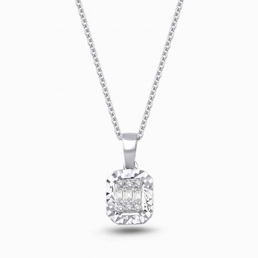 0.10 Karat Pırlanta Baget Radiant Kolye