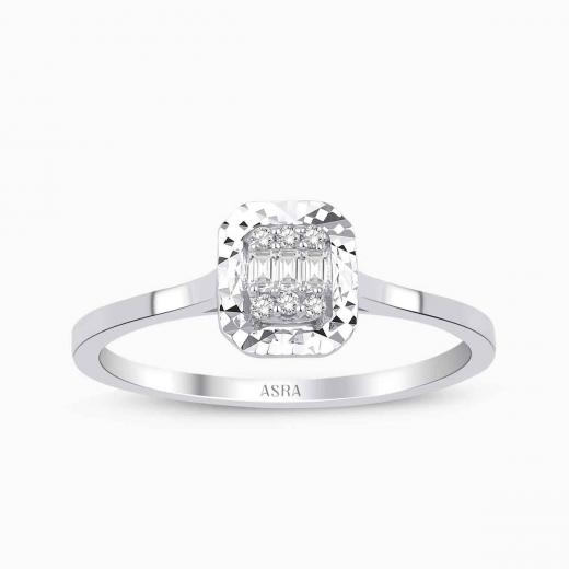 0.10 Karat Pırlanta Baget Radiant Yüzük