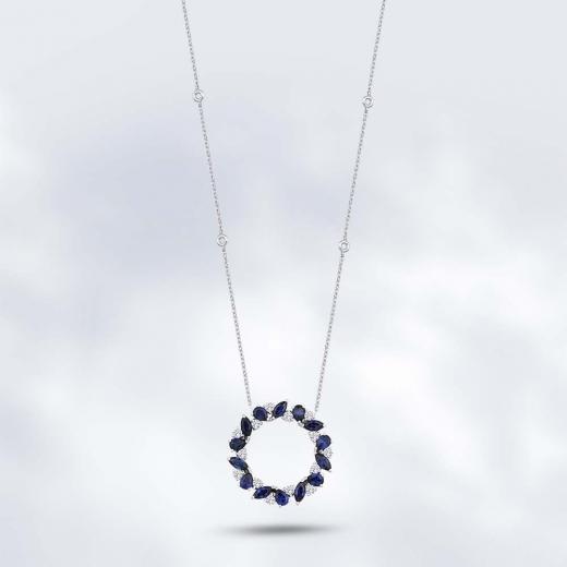 2.80 Karat Pırlanta Safir Kolye