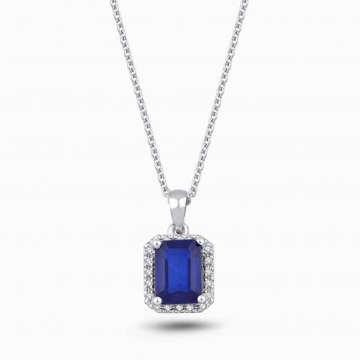 1.35 Karat Pırlanta Safir Kolye
