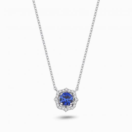 0.77 Karat Pırlanta Safir Kolye
