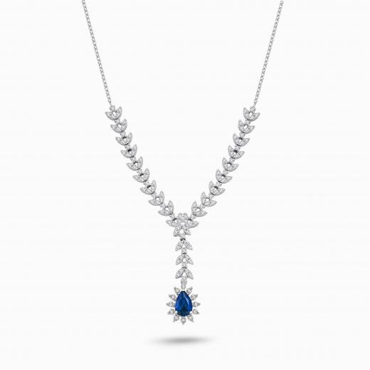 1.21 Karat Pırlanta Damla Safir Kolye