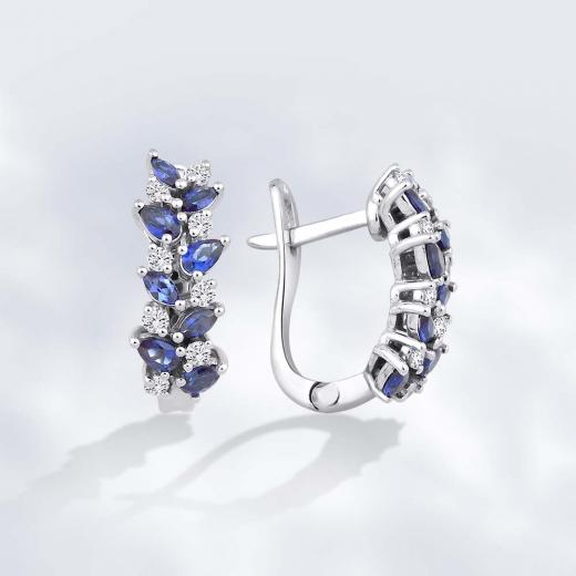 0.58 Karat Pırlanta Safir Küpe