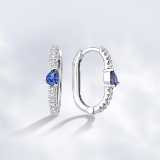 0.49 Karat Pırlanta Safir Küpe