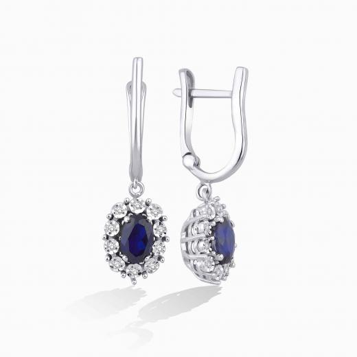 1.19 Karat Pırlanta Oval Safir Küpe