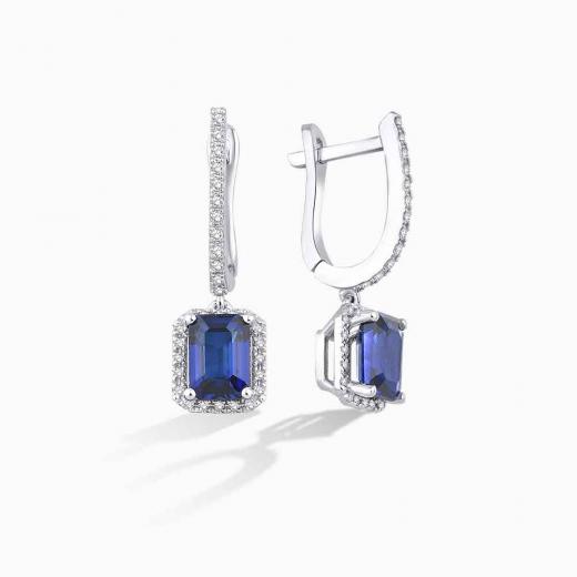 2.83 Karat Pırlanta Safir Küpe