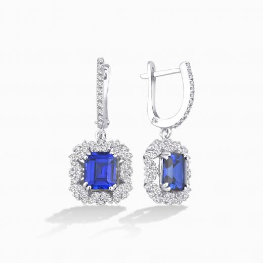 3.69 Karat Pırlanta Safir Küpe