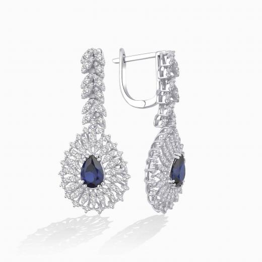 3.68 Karat Pırlanta Safir Küpe