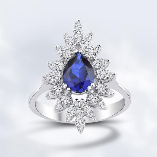 1.87 Karat Pırlanta Safir Yüzük