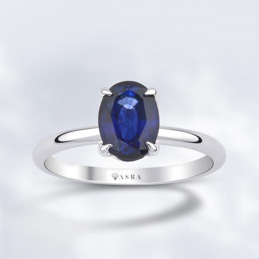 1.60 Karat Oval Safir Yüzük