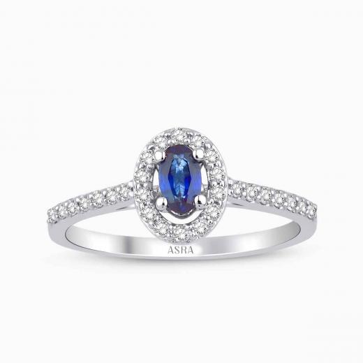 0.54 Karat Pırlanta Safir Yüzük
