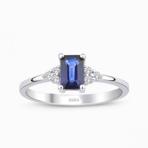 0.89 Karat Pırlanta Safir Yüzük