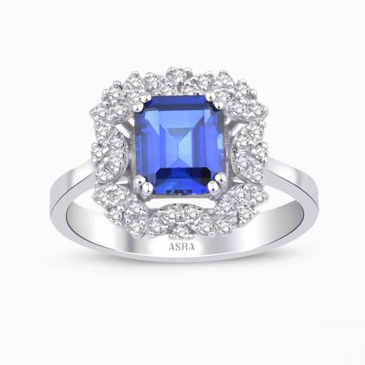 1.81 Karat Pırlanta Safir Yüzük