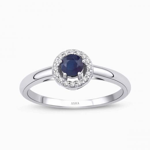 0.28 Karat Pırlanta Safir Yüzük
