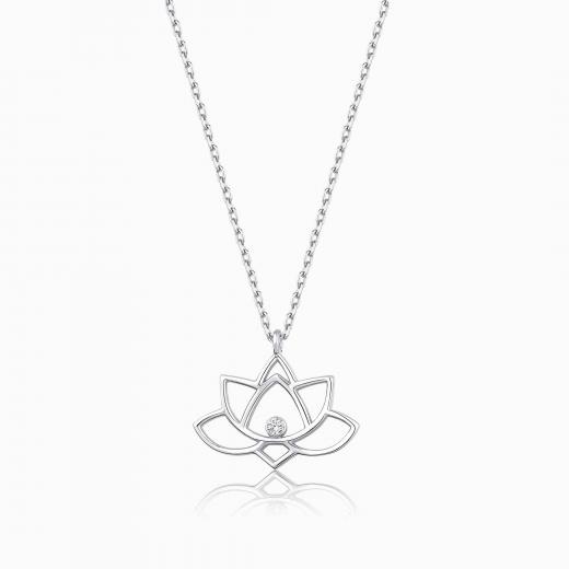 0.01 Karat Pırlanta Gümüş Lotus Çiçeği Kolye