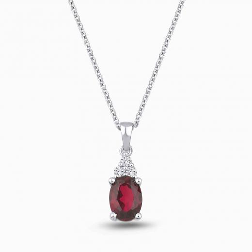 0.96 Karat Pırlanta Oval Yakut Kolye