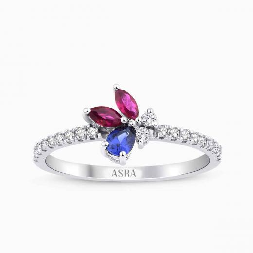 0.63 Karat Pırlanta Yakut Safir Yüzük